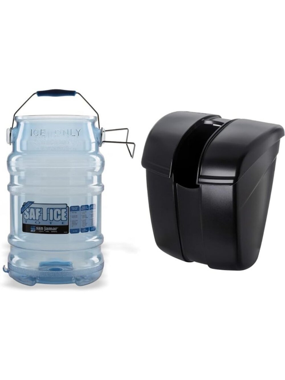 6 Gallon Plastic Ice Tote & Scoop Caddy Set for Catering, Bars, Buffets - Blue